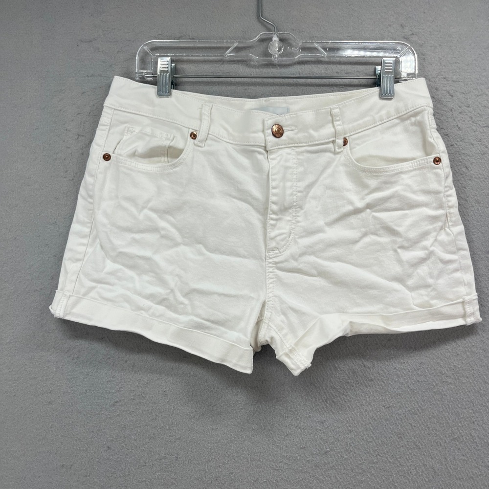 LOFT Denim Shorts Womens 6 White Jorts Cuffed Stretch Summer Classic Casual